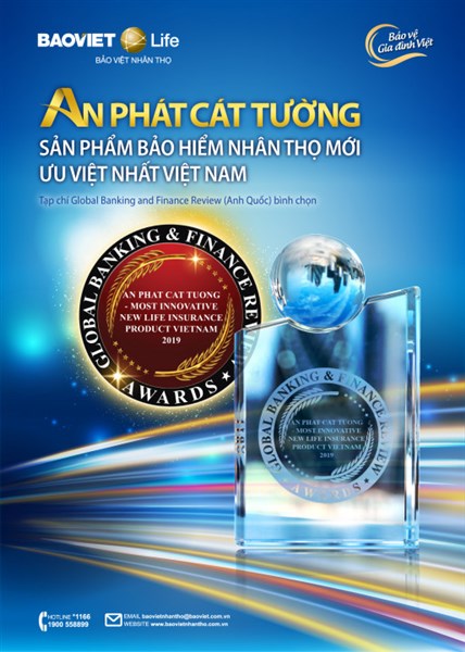 “An Phát Cát Tường” nhận giải “Sản phẩm Bảo hiểm nhân thọ mới ưu việt nhất Việt Nam 2019”