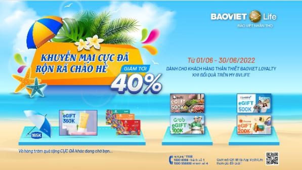 Thỏa thích đổi quà ưu đãi cùng "KHUYẾN MẠI CỰC ĐÃ - RỘN RÃ ĐÓN HÈ" Giảm tới 40% tại MyBVLife