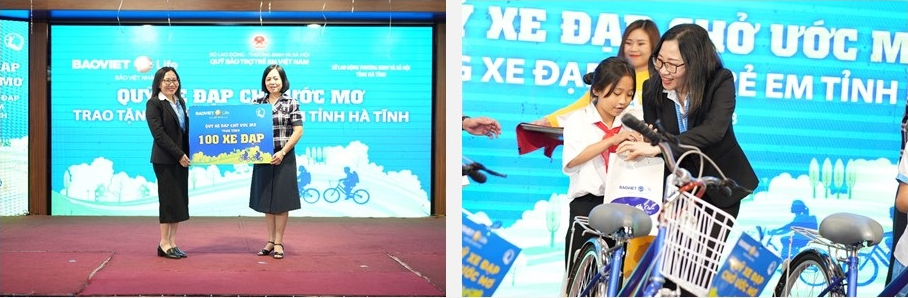 "Quỹ xe đạp chở ước mơ" của Bảo Việt Nhân thọ trao tặng hơn 100 chiếc xe đạp tại Hà Tĩnh
