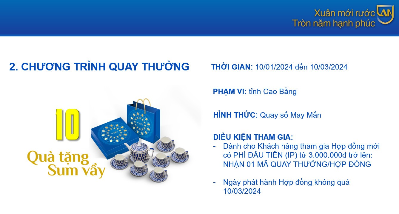 Chương trình khuyến mại "Xuân mới rước An - Tròn năm hạnh phúc" tại Bảo Việt Nhân thọ Cao Bằng