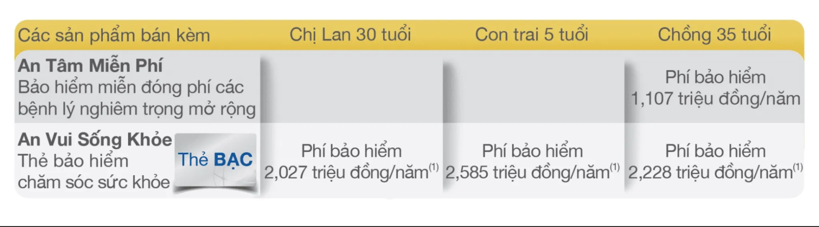 thông tin minh họa An Khang Như Ý cơ bản