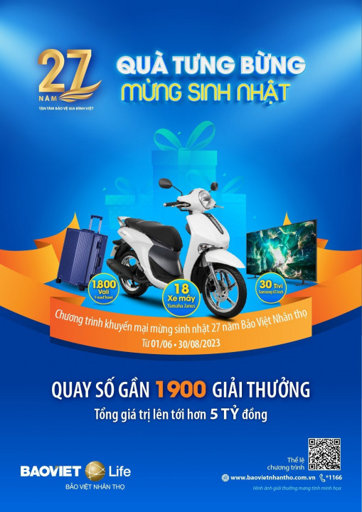 Chương trình khuyến mại "Quà tưng bừng - Mừng sinh nhật" Bảo Việt Nhân thọ