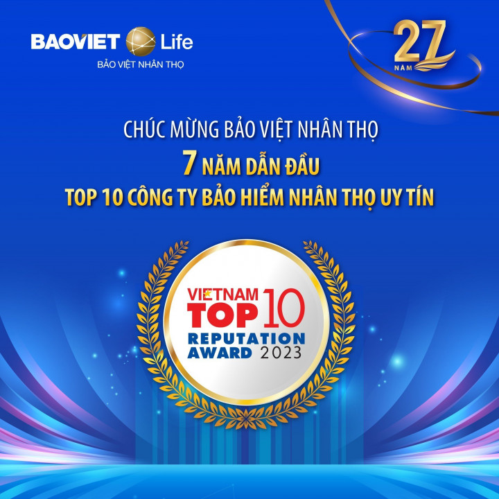 Bảo Việt Nhân thọ 7 năm liên tiếp dẫn đầu công ty bảo hiểm uy tín