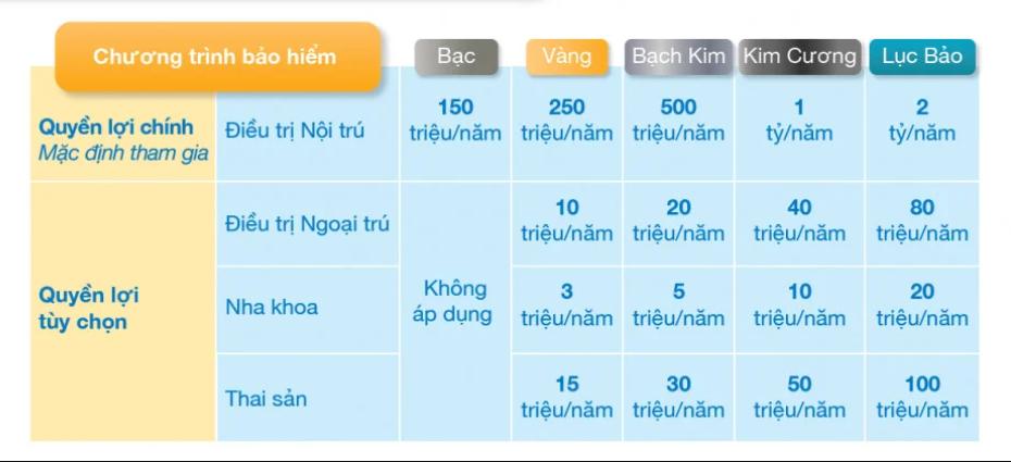 Các Chương trình bảo hiểm của An Vui Sống Khỏe +