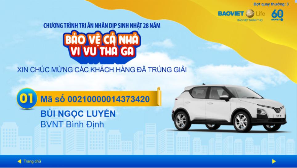 Kết quả quay thưởng chương trình "Bảo vệ cả nhà - Vi vu thả ga" đợt 3