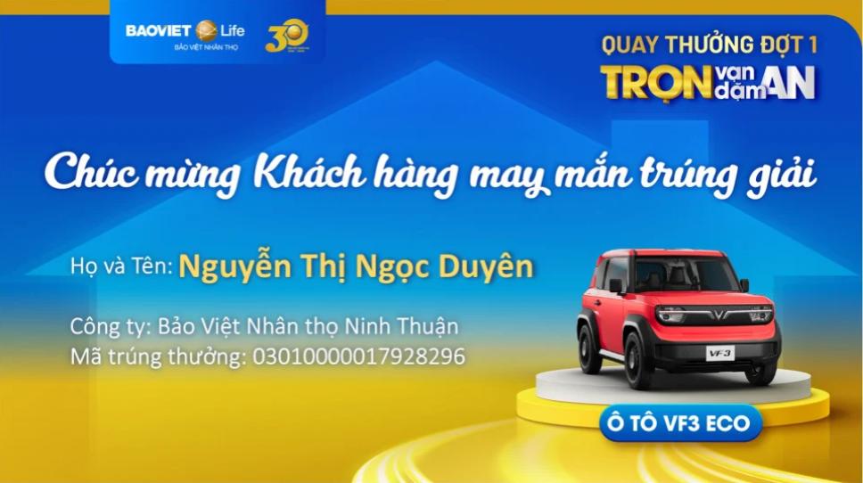 Kết quả quay thưởng Đợt 1 chương trình khuyến mại "Trọn Vạn Dặm An"