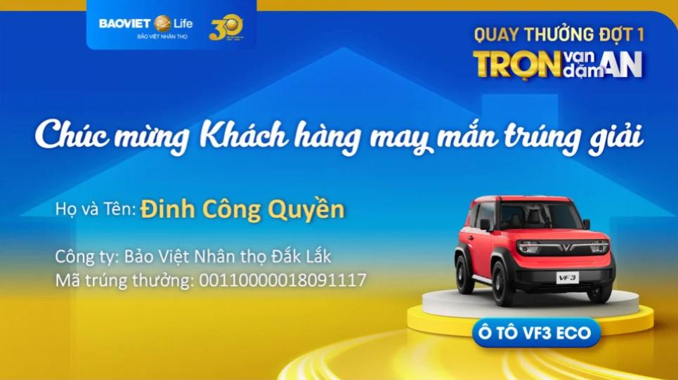 Kết quả quay thưởng Đợt 1 chương trình khuyến mại "Trọn Vạn Dặm An"