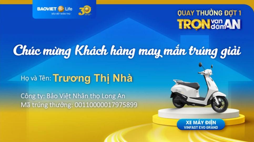 Kết quả quay thưởng Đợt 1 chương trình khuyến mại "Trọn Vạn Dặm An"