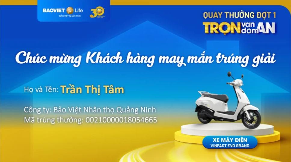 Kết quả quay thưởng Đợt 1 chương trình khuyến mại "Trọn Vạn Dặm An"