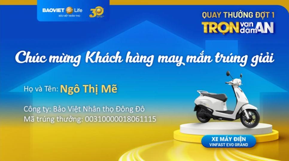 Kết quả quay thưởng Đợt 1 chương trình khuyến mại "Trọn Vạn Dặm An"