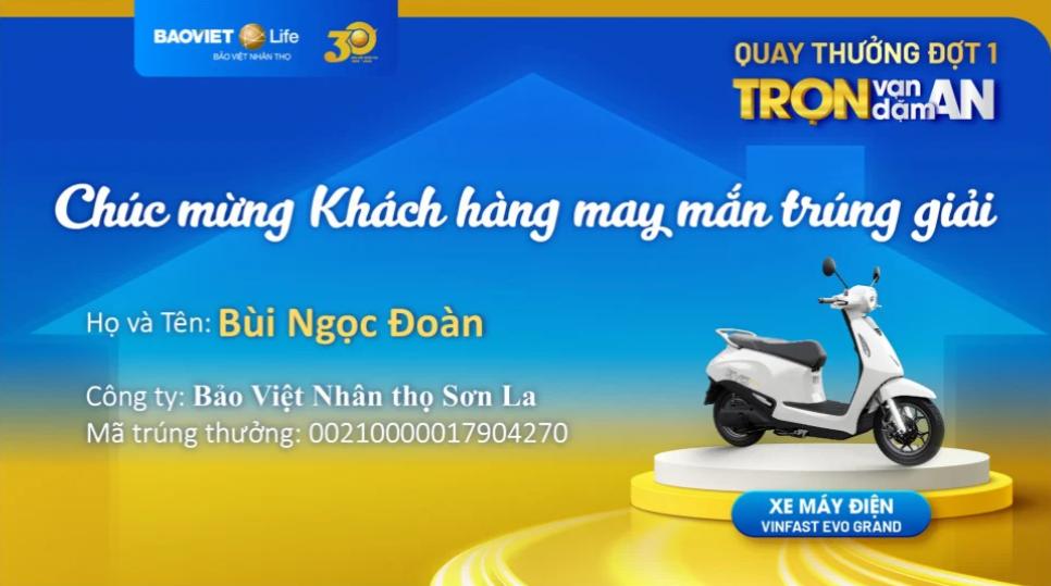 Kết quả quay thưởng Đợt 1 chương trình khuyến mại "Trọn Vạn Dặm An"
