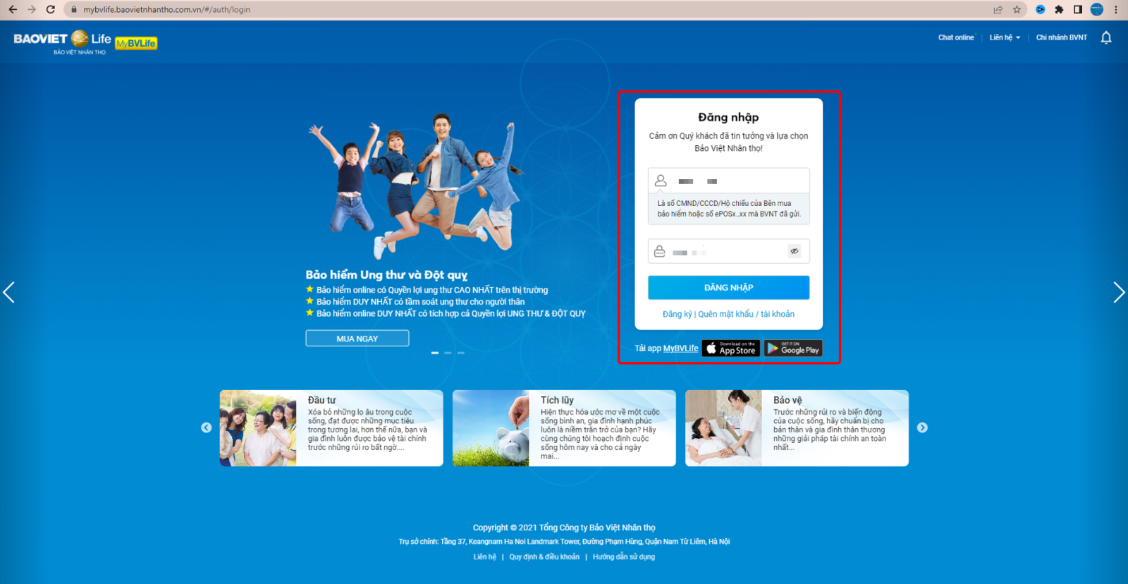 Cổng thông tin khách hàng MyBVLife Bảo Việt Nhân thọ
