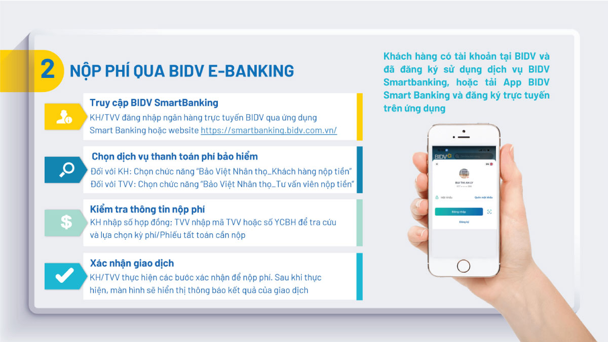 Nộp phí bảo hiểm Bảo Việt Nhân thọ qua BIDV E-Banking