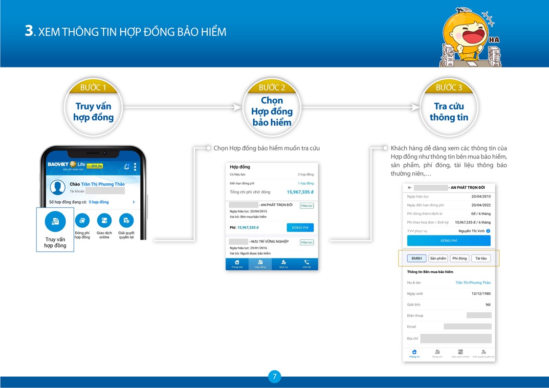 Xem thông tin hợp đồng bảo hiểm trên MyBVLife